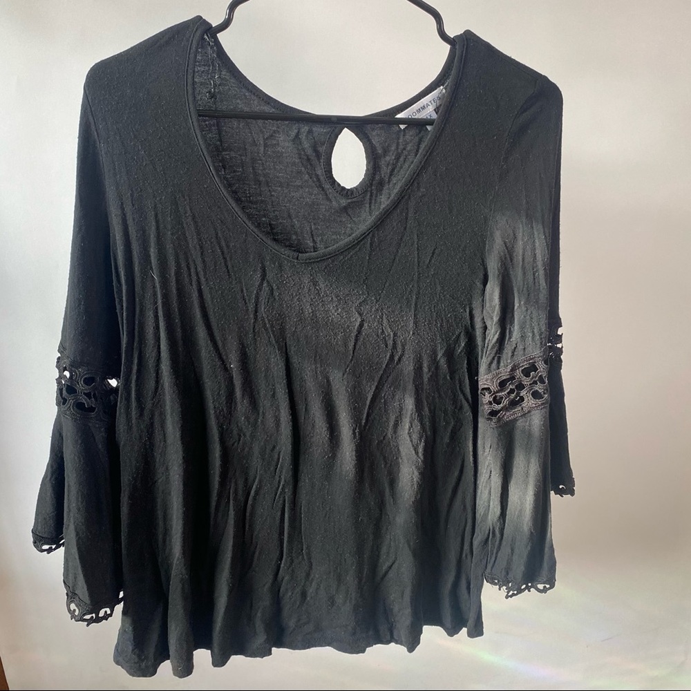 Black bell sleeve shirt